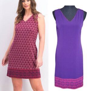 Magnolia Grace Pink Purple Print Reversible Knit Dress Women's Size M